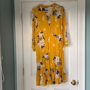 Floral Print Yellow Dress